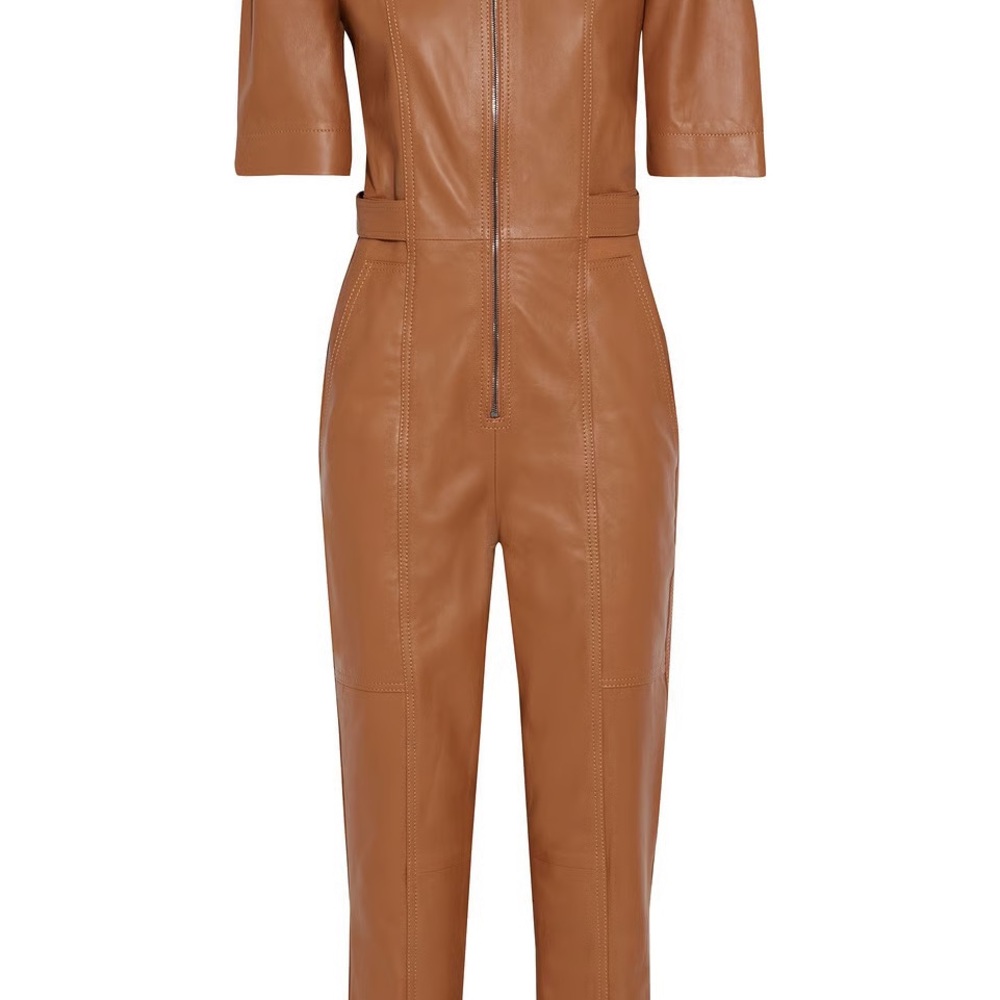 Iris and ink Lambs Leather Chic Tan Jumpsuit